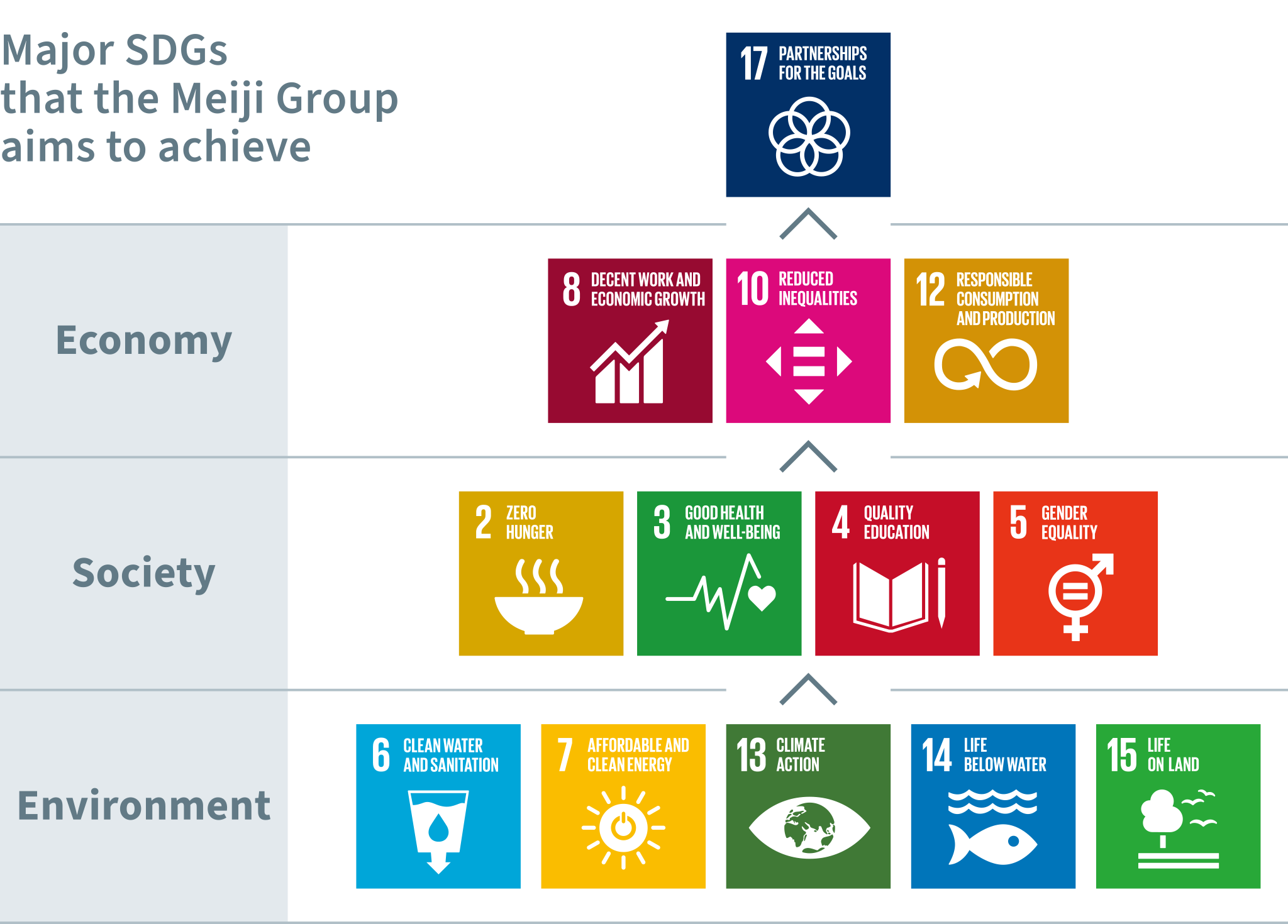 Figure: Major SDGs that the Meiji Group aims to achieve